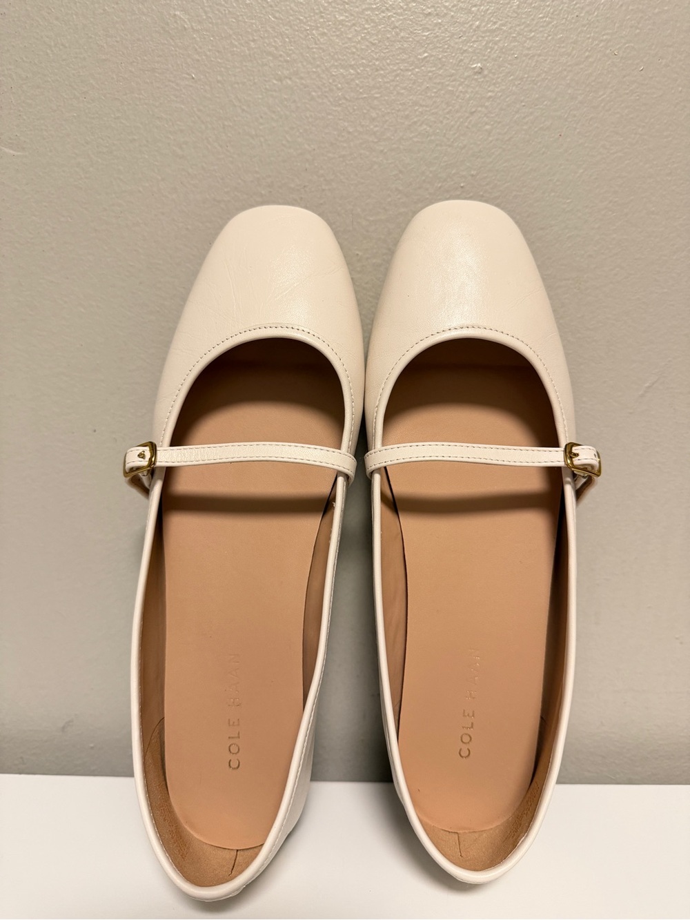 Cole Haan Yelena Mary Jane Ballet Flat, Ivory Leather Shoes Women’s US 8.5 B - Picture 9 of 9